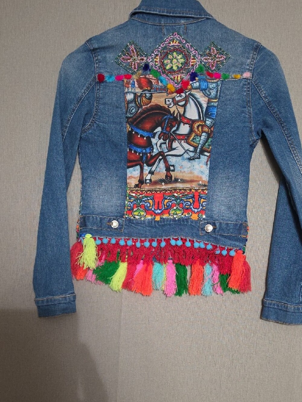 Denim Jacket,Anticia Sartoria By Giacomo Cinque Beading, Embroidery And Pompom - Picture 5 of 10